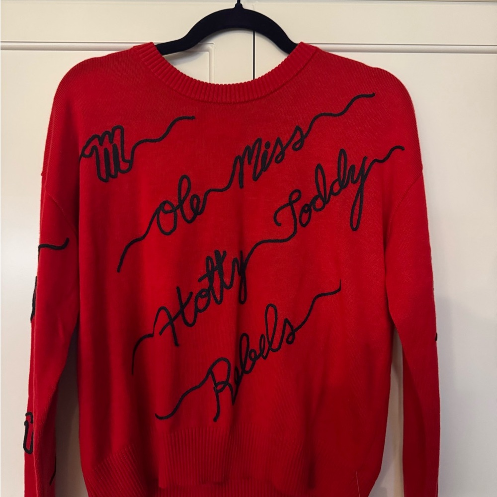 Red Women's Sweater with Ole miss script